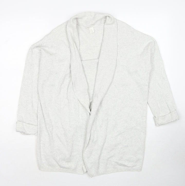 H&M Womens Grey V-Neck Cotton Cardigan Jumper Size XS