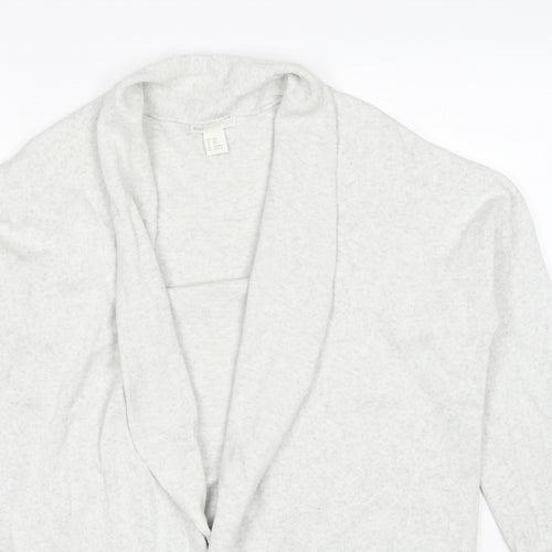 H&M Womens Grey V-Neck Cotton Cardigan Jumper Size XS
