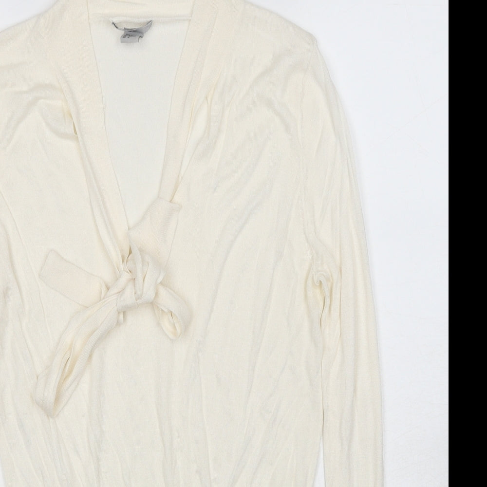 H&M Womens Ivory V-Neck Acrylic Pullover Jumper Size M