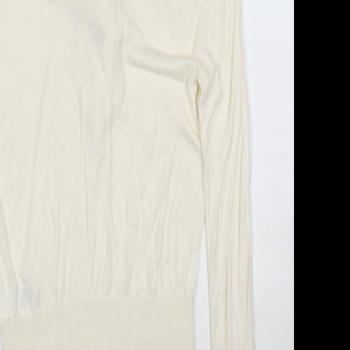H&M Womens Ivory V-Neck Acrylic Pullover Jumper Size M