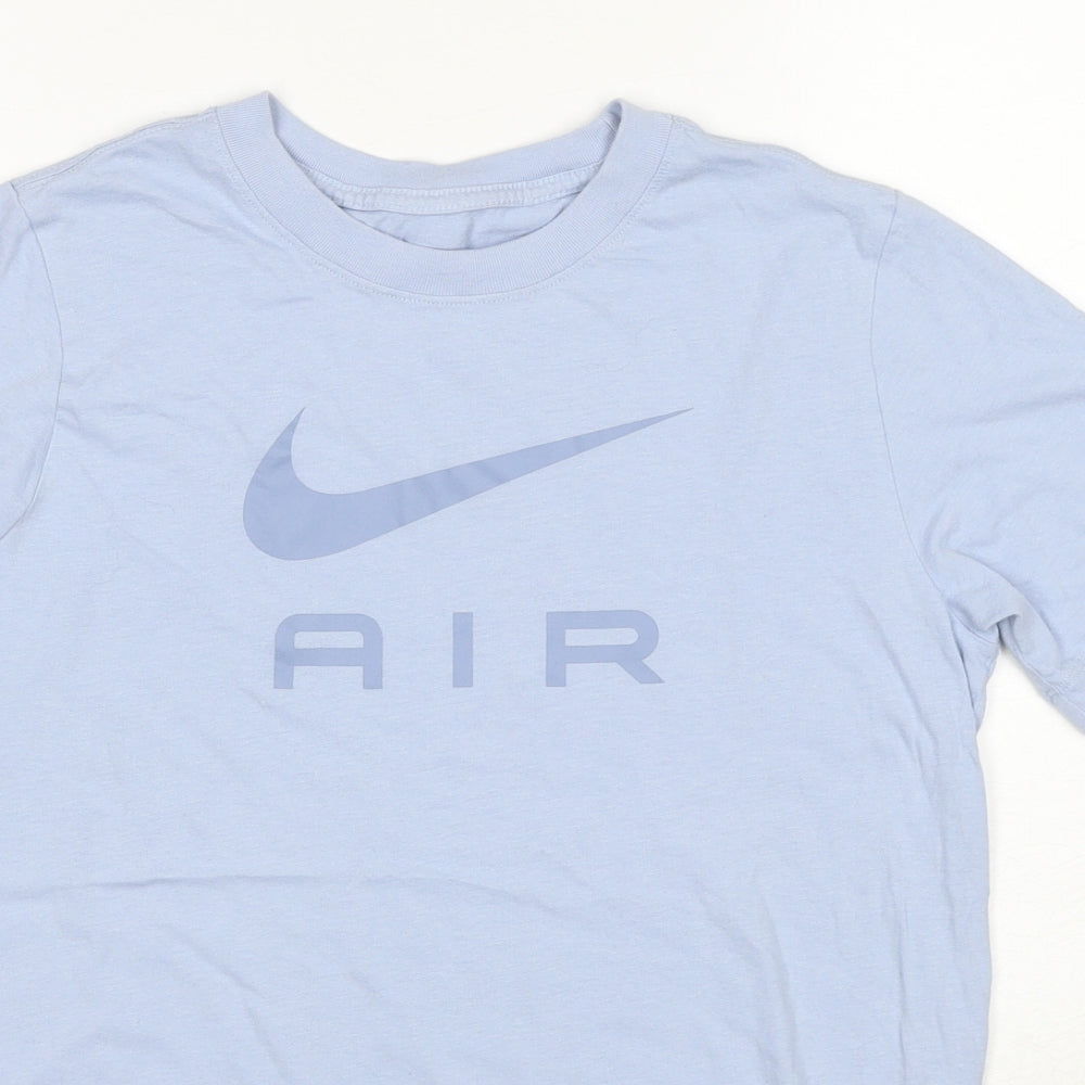 Nike Womens Blue Cotton Basic T-Shirt Size L Round Neck