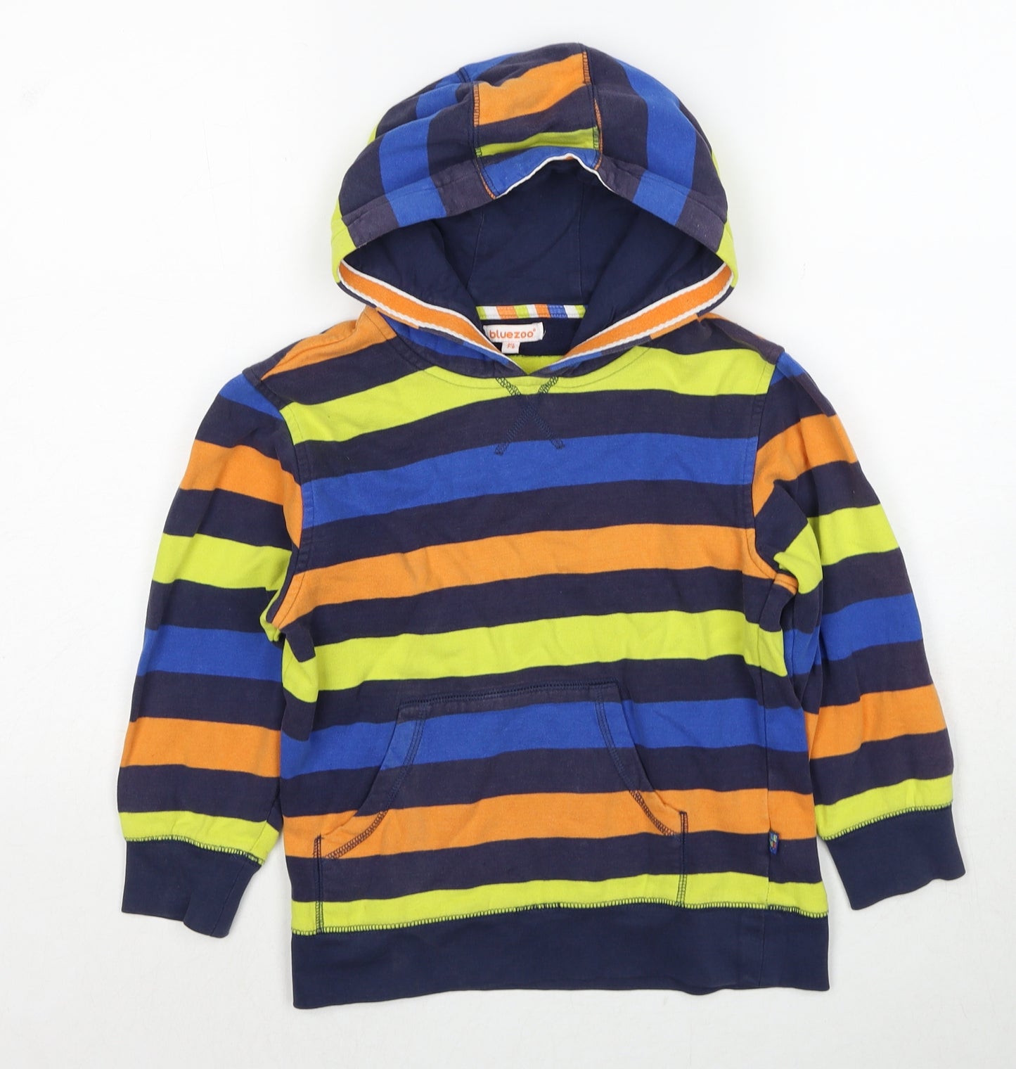 Debenhams Boys Multicoloured Striped Cotton Pullover Hoodie Size 7-8 Years Pullover