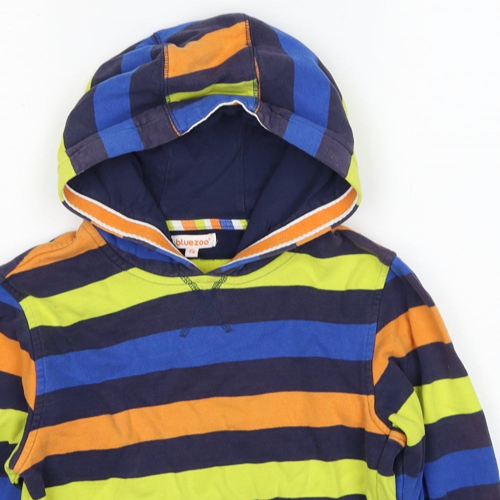 Debenhams Boys Multicoloured Striped Cotton Pullover Hoodie Size 7-8 Years Pullover