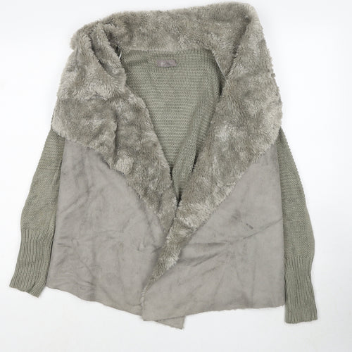 First Avenue Womens Grey V-Neck Polyester Cardigan Jumper Size M - Size M/L