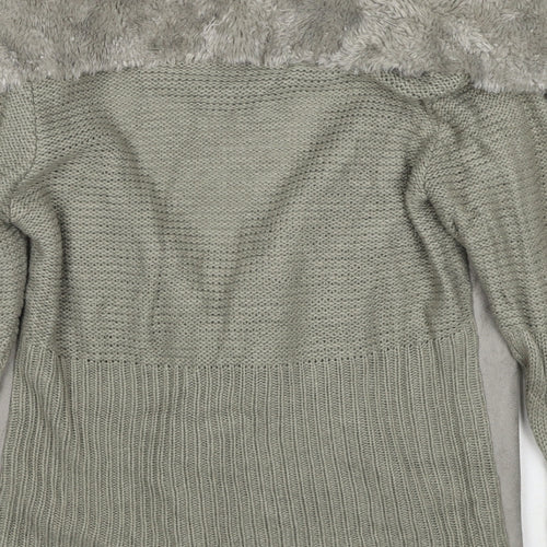 First Avenue Womens Grey V-Neck Polyester Cardigan Jumper Size M - Size M/L