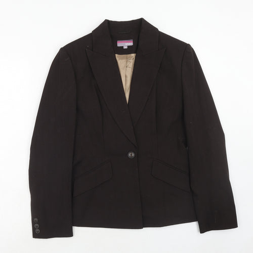 Esprit Womens Brown Polyester Jacket Suit Jacket Size 12