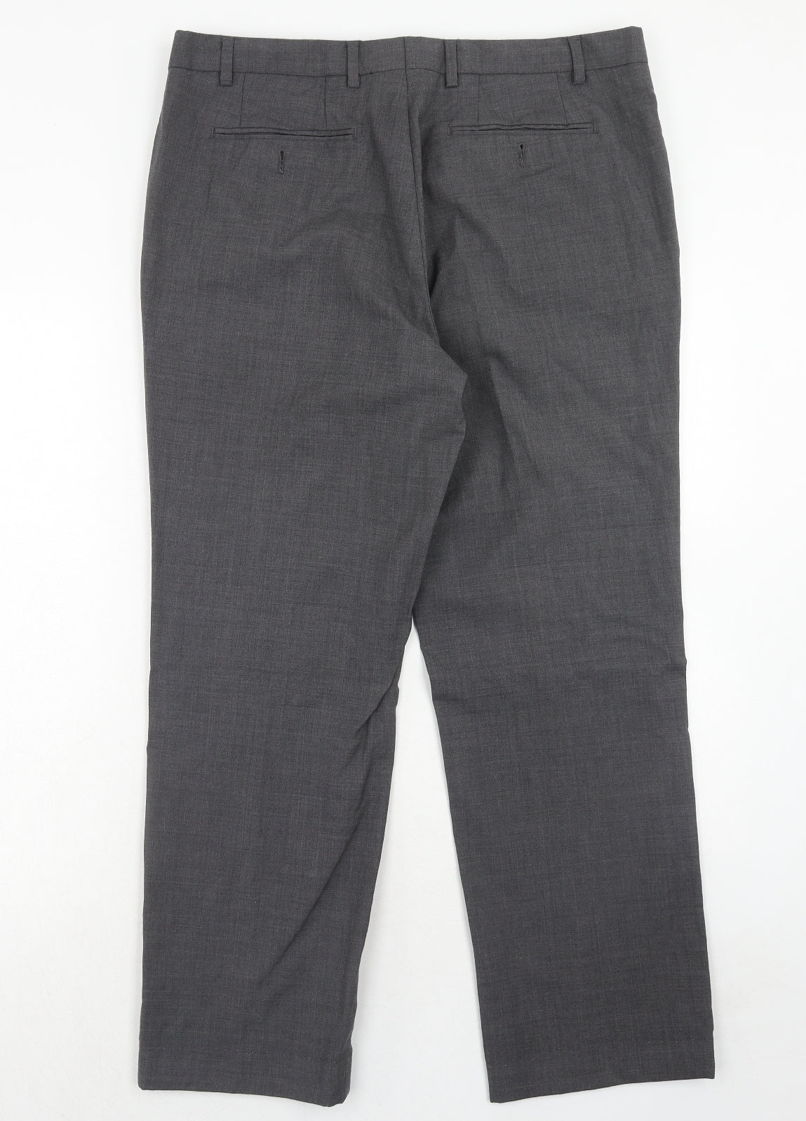 Burton Mens Grey Wool Dress Pants Trousers Size 36 in Regular Hook & Eye