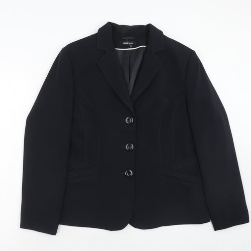 FRANK WALDER Womens Blue Polyester Jacket Suit Jacket Size 16