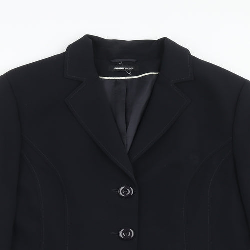 FRANK WALDER Womens Blue Polyester Jacket Suit Jacket Size 16
