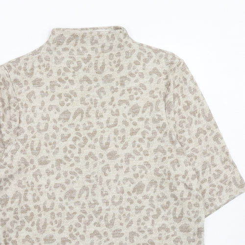 Marks and Spencer Womens Brown Animal Print Viscose Pullover Sweatshirt Size 14 Pullover - Leopard Pattern