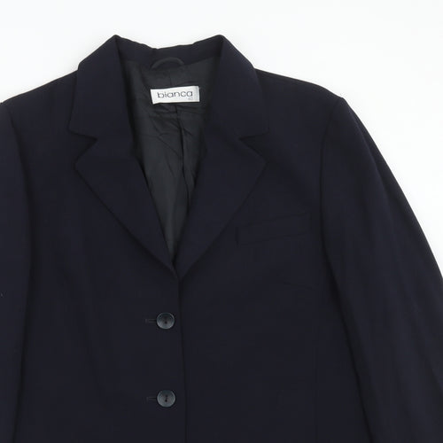 Bianca Womens Blue Polyester Jacket Suit Jacket Size 12