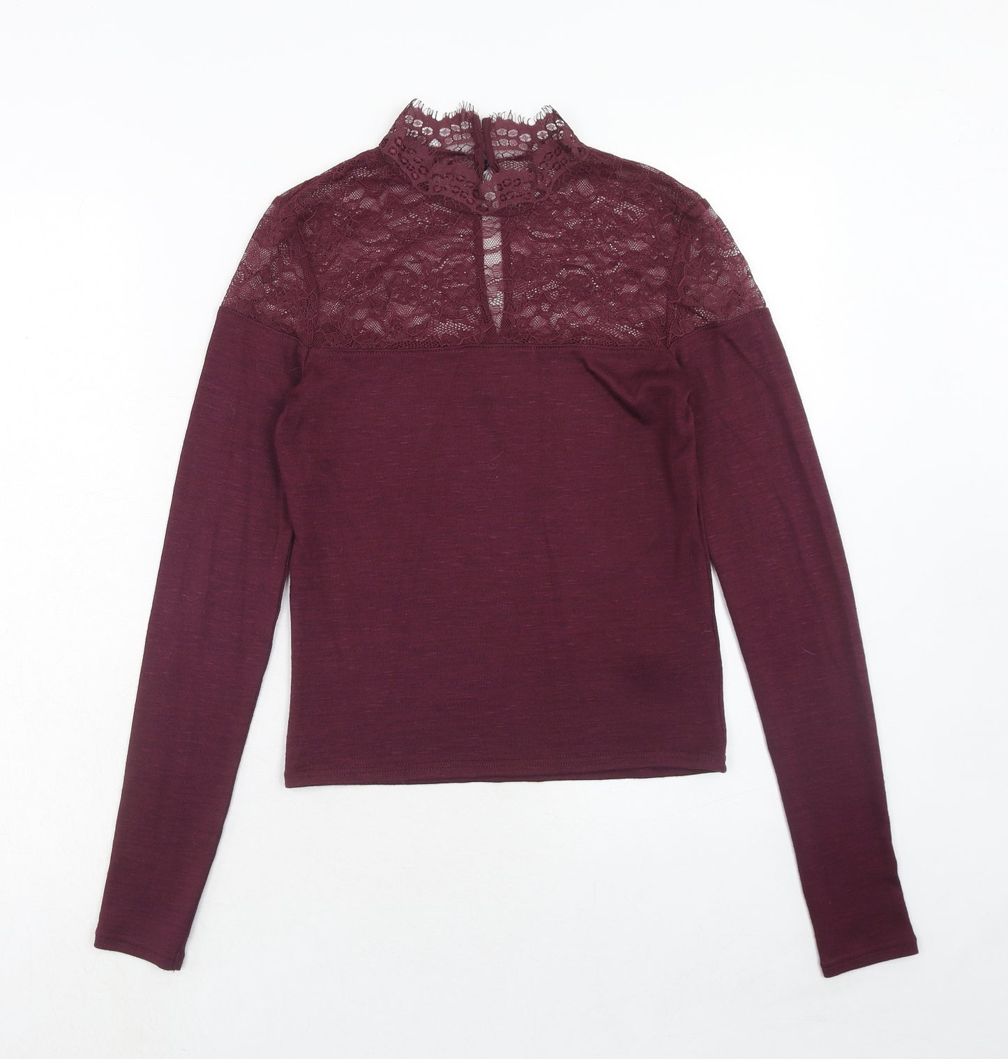 H&M Womens Purple Polyamide Basic Blouse Size S Mock Neck