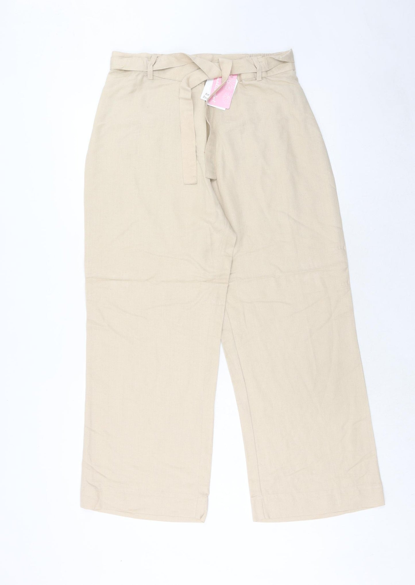 Casual Comfort Womens Beige Cotton Trousers Size 12 Regular Zip