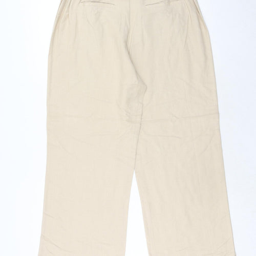 Casual Comfort Womens Beige Cotton Trousers Size 12 Regular Zip