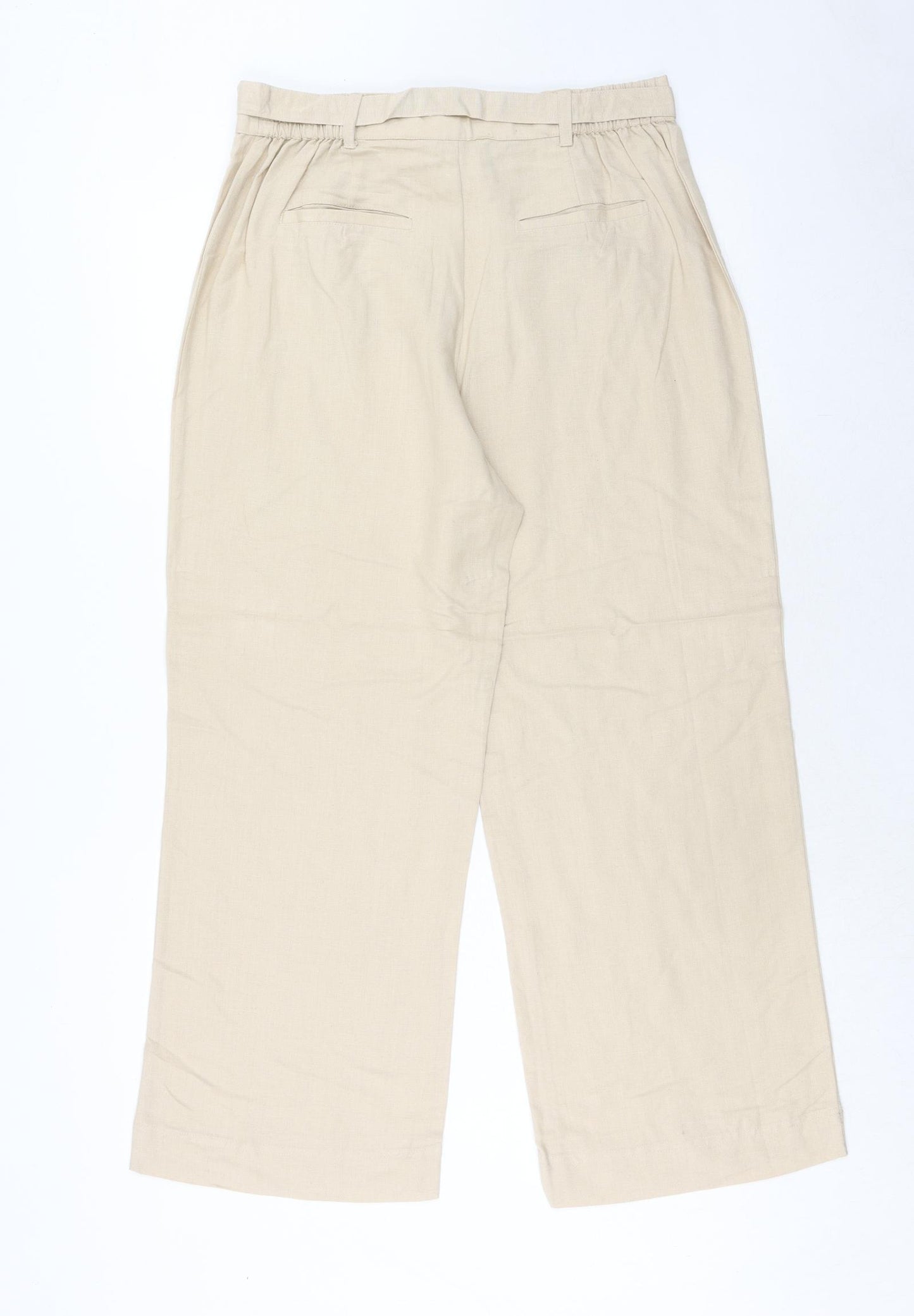 Casual Comfort Womens Beige Cotton Trousers Size 12 Regular Zip