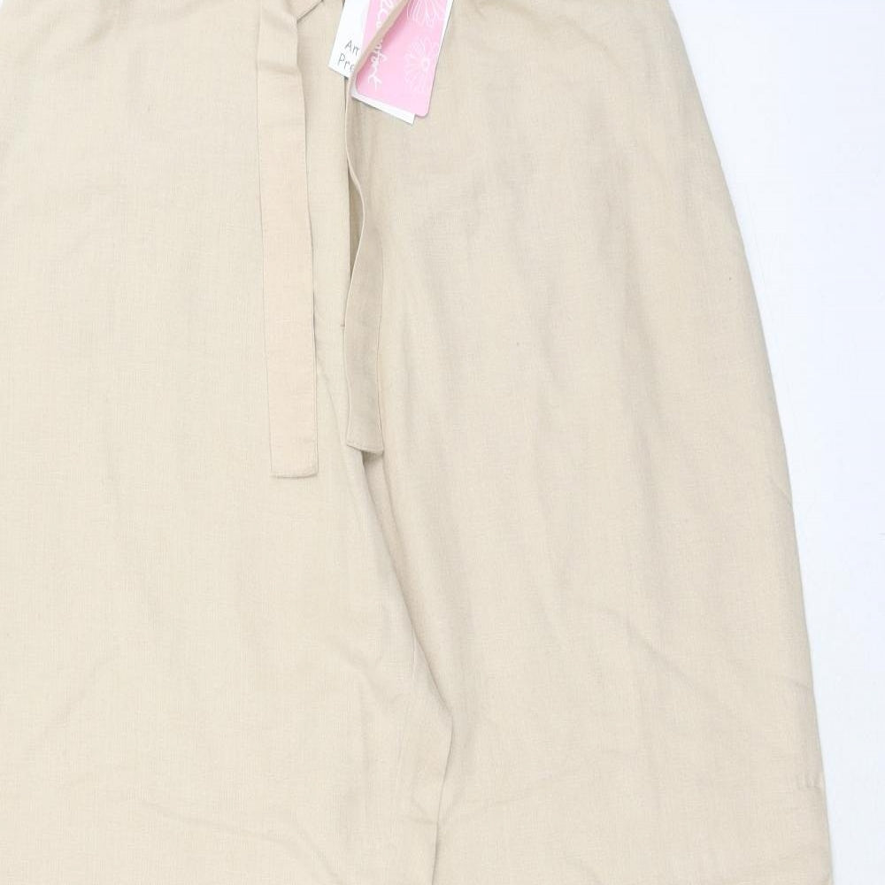 Casual Comfort Womens Beige Cotton Trousers Size 12 Regular Zip
