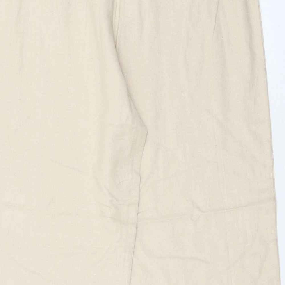 Casual Comfort Womens Beige Cotton Trousers Size 12 Regular Zip
