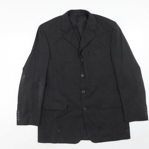 Armando Mens Grey Striped Polyester Jacket Suit Jacket Size 42 Regular