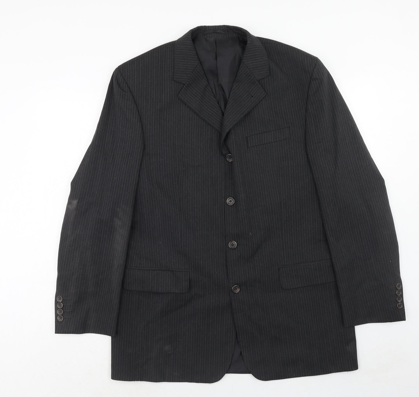 Armando Mens Grey Striped Polyester Jacket Suit Jacket Size 42 Regular