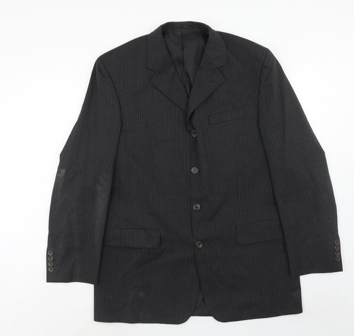 Armando Mens Grey Striped Polyester Jacket Suit Jacket Size 42 Regular