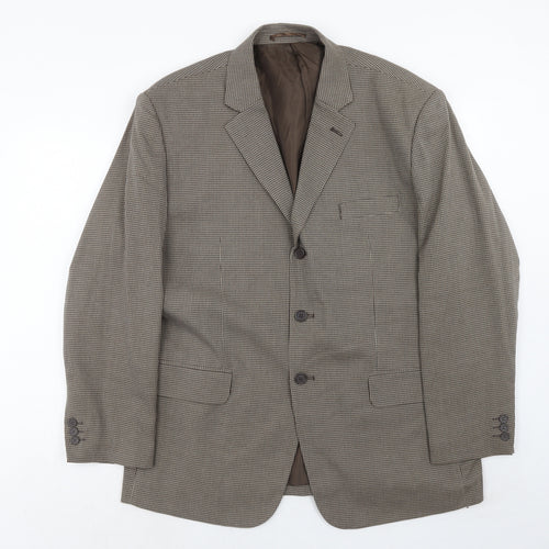 Dannimac Mens Brown Geometric Polyester Jacket Blazer Size 44 Regular
