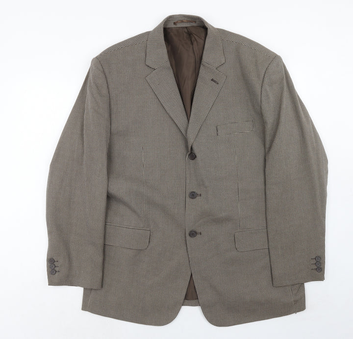 Dannimac Mens Brown Geometric Polyester Jacket Blazer Size 44 Regular