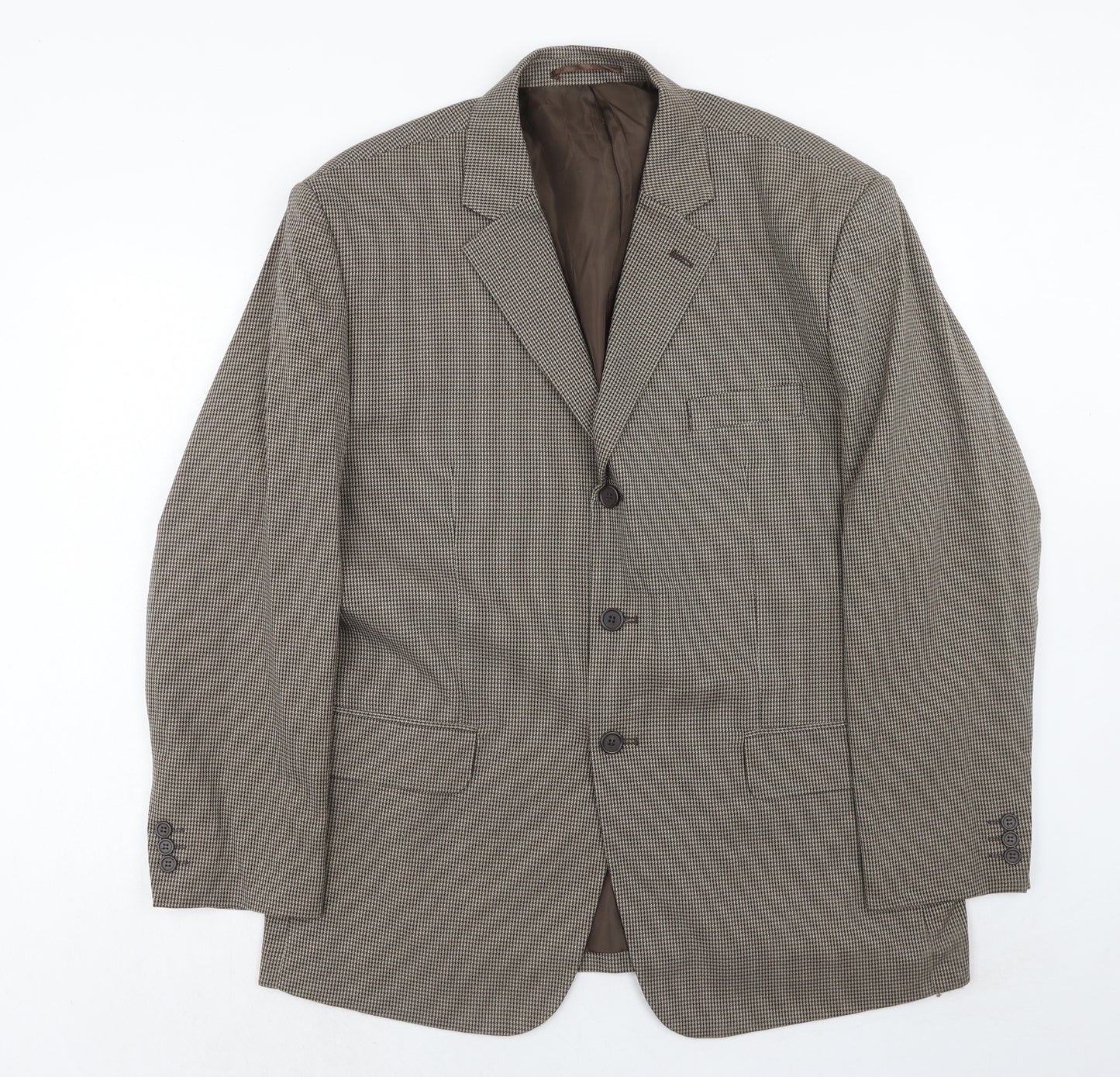 Dannimac Mens Brown Geometric Polyester Jacket Blazer Size 44 Regular