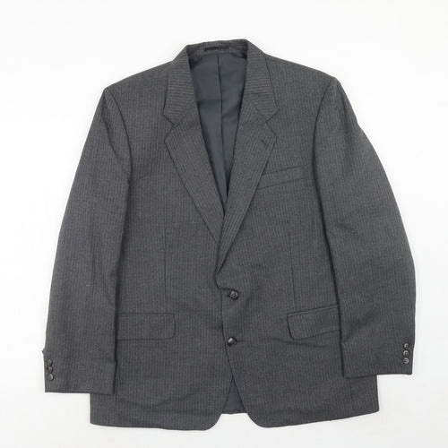 C&A Mens Grey Striped Polyester Jacket Suit Jacket Size 44 Regular