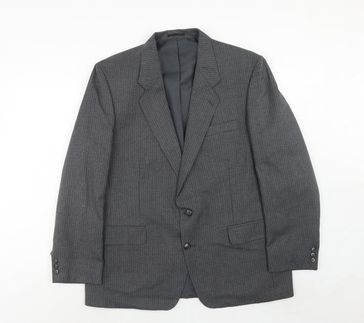 C&A Mens Grey Striped Polyester Jacket Suit Jacket Size 44 Regular