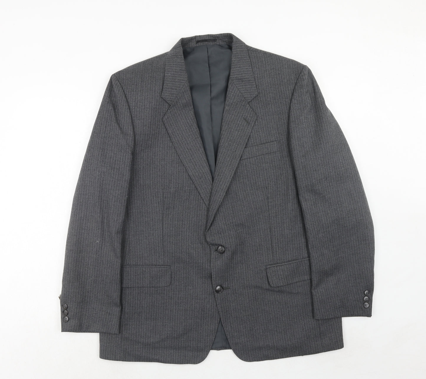 C&A Mens Grey Striped Polyester Jacket Suit Jacket Size 44 Regular