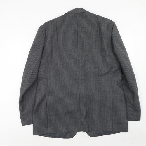 C&A Mens Grey Striped Polyester Jacket Suit Jacket Size 44 Regular