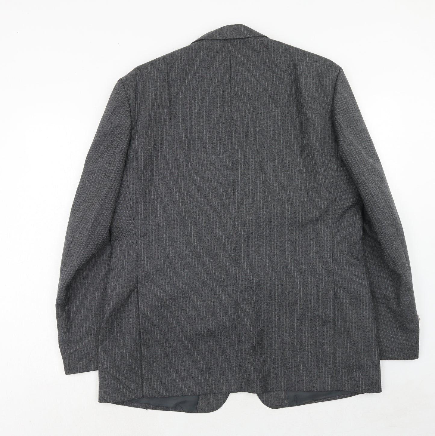 C&A Mens Grey Striped Polyester Jacket Suit Jacket Size 44 Regular