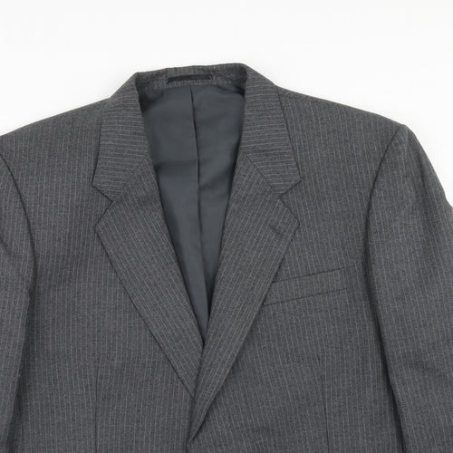 C&A Mens Grey Striped Polyester Jacket Suit Jacket Size 44 Regular