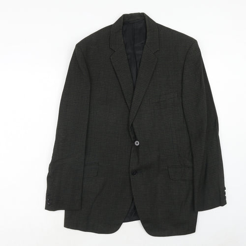 Burton Mens Grey Check Polyester Jacket Suit Jacket Size 40 Regular