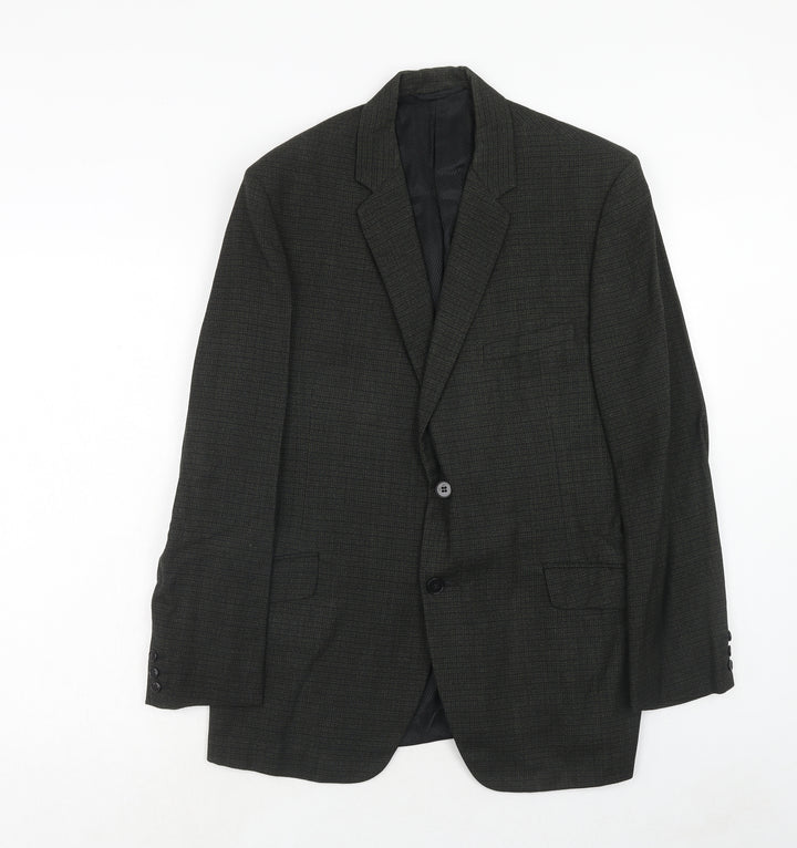 Burton Mens Grey Check Polyester Jacket Suit Jacket Size 40 Regular