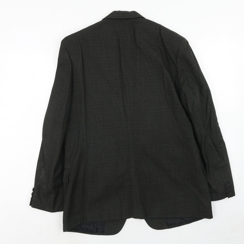 Burton Mens Grey Check Polyester Jacket Suit Jacket Size 40 Regular