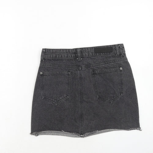 Liquor n Poker Womens Black Cotton Mini Skirt Size 8 Zip