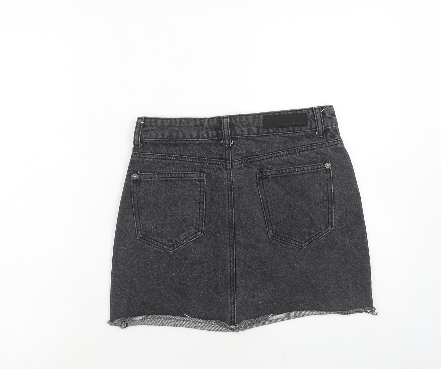 Liquor n Poker Womens Black Cotton Mini Skirt Size 8 Zip