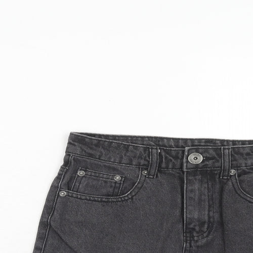 Liquor n Poker Womens Black Cotton Mini Skirt Size 8 Zip