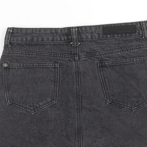 Liquor n Poker Womens Black Cotton Mini Skirt Size 8 Zip