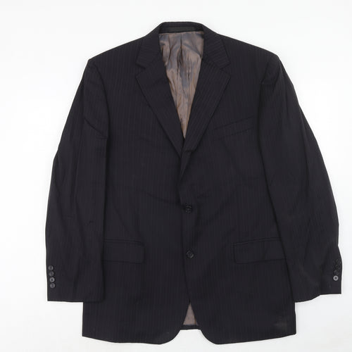 Marks and Spencer Mens Black Striped Wool Jacket Suit Jacket Size 42 Regular