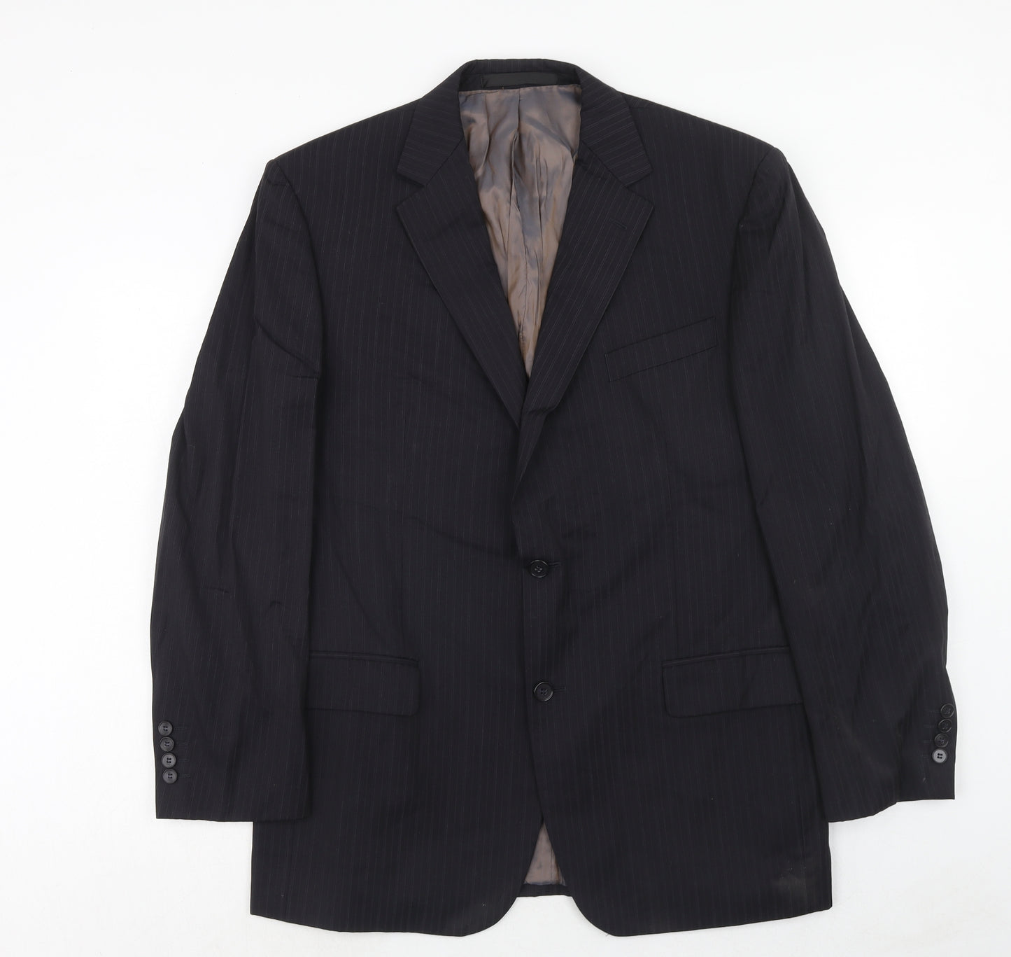 Marks and Spencer Mens Black Striped Wool Jacket Suit Jacket Size 42 Regular