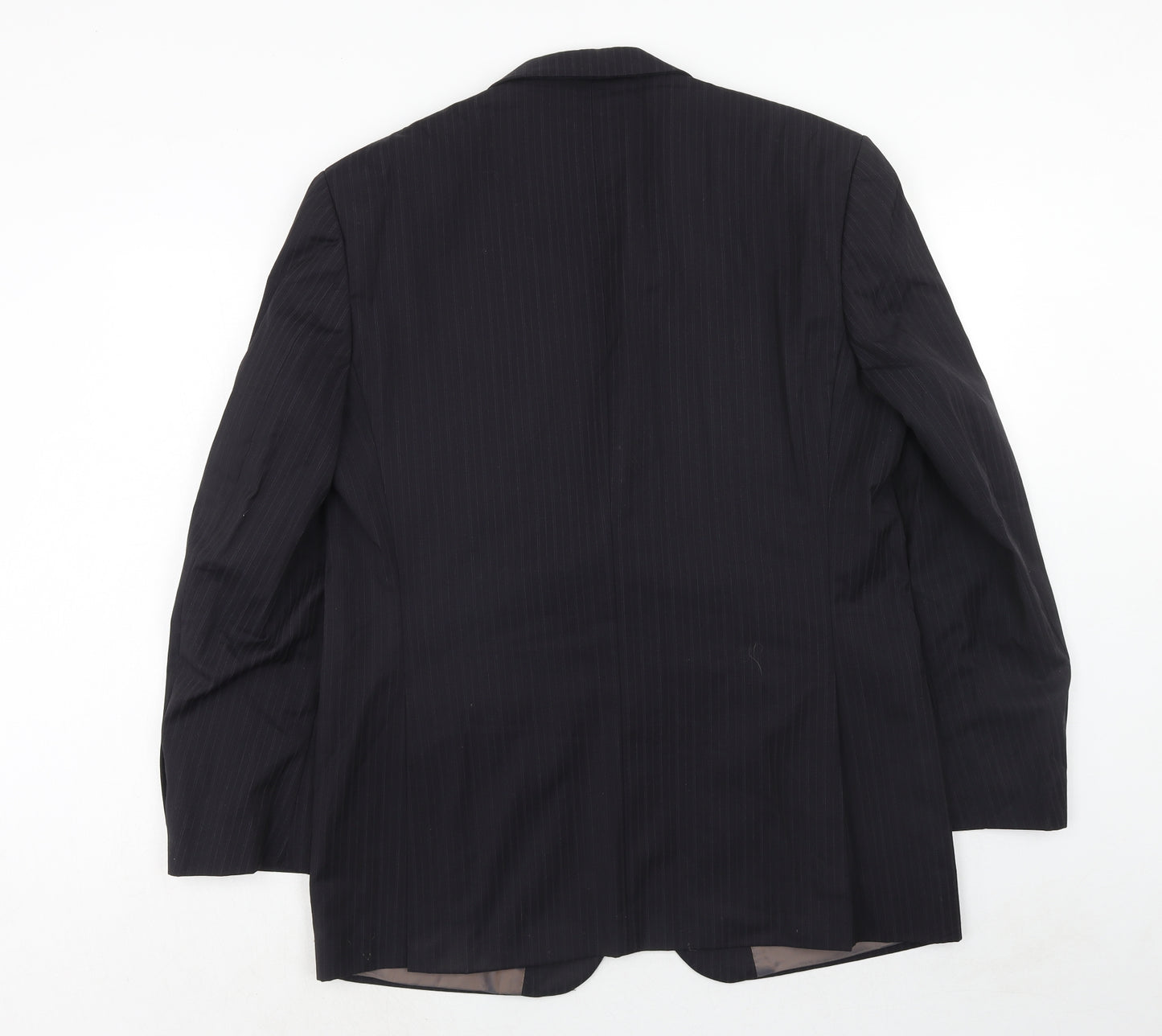 Marks and Spencer Mens Black Striped Wool Jacket Suit Jacket Size 42 Regular