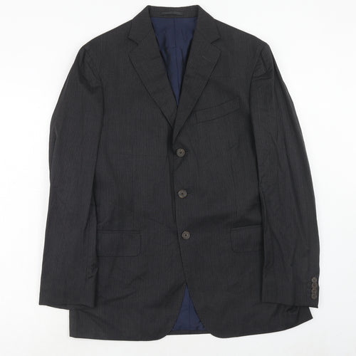 Arthur & Fpx Mens Grey Striped Wool Jacket Suit Jacket Size 40 Regular