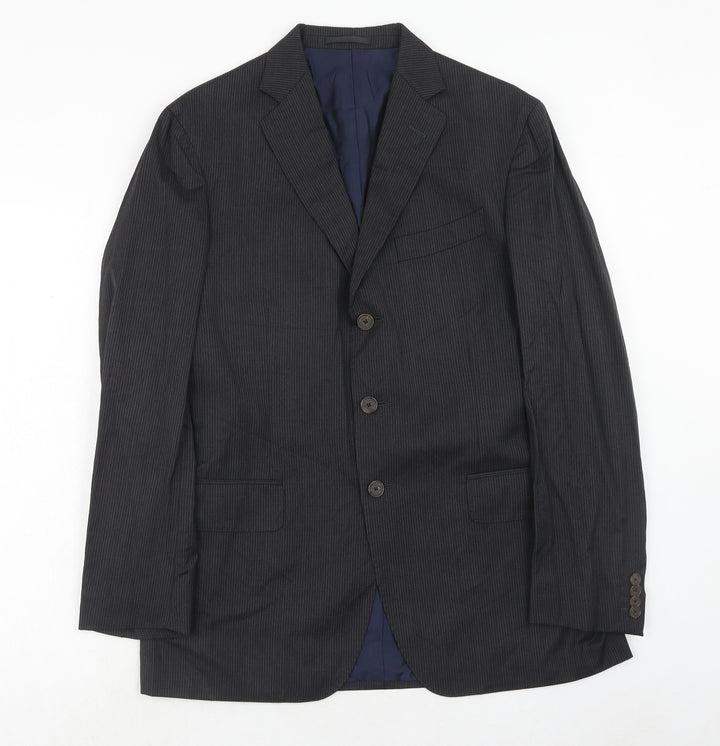 Arthur & Fpx Mens Grey Striped Wool Jacket Suit Jacket Size 40 Regular