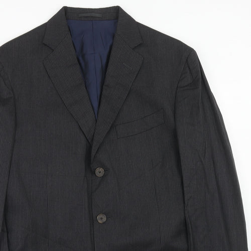 Arthur & Fpx Mens Grey Striped Wool Jacket Suit Jacket Size 40 Regular