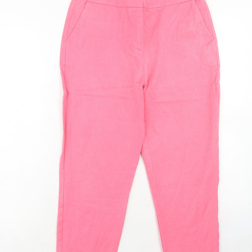 John Lewis Womens Pink Viscose Chino Trousers Size 10 Regular Hook & Eye
