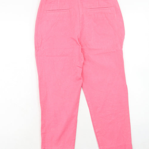 John Lewis Womens Pink Viscose Chino Trousers Size 10 Regular Hook & Eye