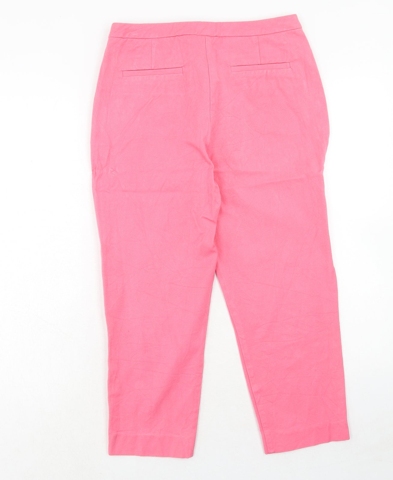 John Lewis Womens Pink Viscose Chino Trousers Size 10 Regular Hook & Eye