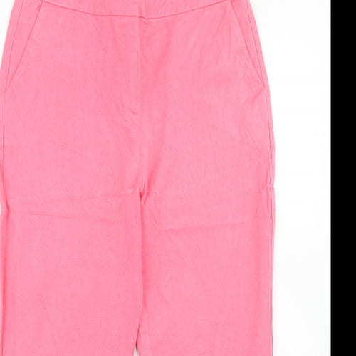 John Lewis Womens Pink Viscose Chino Trousers Size 10 Regular Hook & Eye
